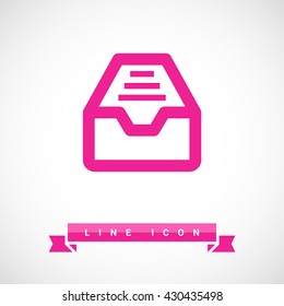 Folder archive. Cabinet. Drawer. Isolated minimal single flat icon. One of a set of linear web icons. Line vector icon for websites and mobile minimalistic flat design.