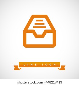 Folder archive. Cabinet. Drawer. Isolated minimal single flat icon. One of a set of linear web icons. Line vector icon for websites and mobile minimalistic flat design.