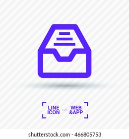 Folder archive. Cabinet. Drawer. Isolated minimal single flat icon. One of a set of linear web icons. Line vector icon for websites and mobile minimalistic flat design.