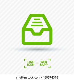 Folder archive. Cabinet. Drawer. Isolated minimal single flat icon. One of a set of linear web icons. Line vector icon for websites and mobile minimalistic flat design.