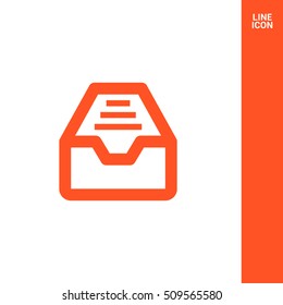 Folder archive. Cabinet. Drawer. Isolated minimal single flat icon. One of a set of linear web icons. Line vector icon for websites and mobile minimalistic flat design.