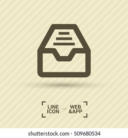 Folder archive. Cabinet. Drawer. Isolated minimal single flat icon. One of a set of linear web icons. Line vector icon for websites and mobile minimalistic flat design.