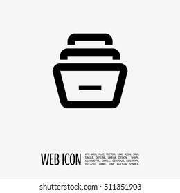 Folder archive. Cabinet. Drawer. Isolated minimal single flat icon. One of a set of linear web icons. Line vector icon for websites and mobile minimalistic flat design.