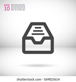 Folder archive. Cabinet. Drawer. Isolated minimal single flat icon. One of a set of linear web icons. Line vector icon for websites and mobile minimalistic flat design.