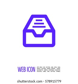 Folder archive. Cabinet. Drawer. Isolated minimal single flat icon. One of a set of linear web icons. Line vector icon for websites and mobile minimalistic flat design.