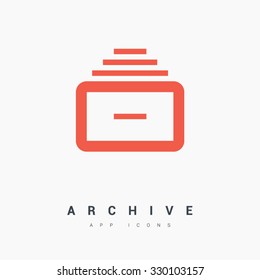 Folder archive. Cabinet. Drawer. Modern trend concept design style illustration symbol. Isolated minimal single flat icon in color. One of a set of linear web icons.