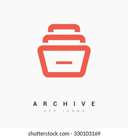 Folder archive. Cabinet. Drawer. Modern trend concept design style illustration symbol. Isolated minimal single flat icon in color. One of a set of linear web icons.