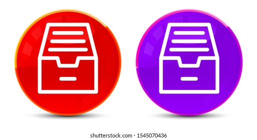 Folder archive cabinet icon isolated on glossy round buttons illustration