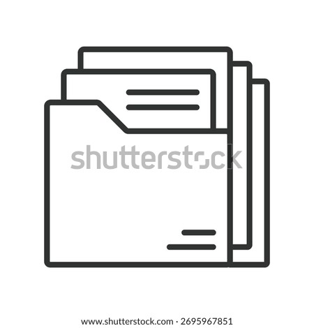 Folder archive icon in line design. folder, archive, file, storage, data, organization, record on white background vector. Folder archive editable stroke icon
