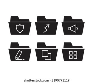 folder and archive icons set illustration