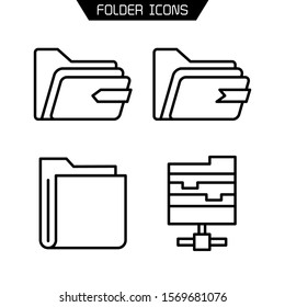 folder and archive icons set line vector