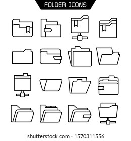 folder and archive icons set line vector