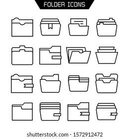 folder and archive icons set line vector