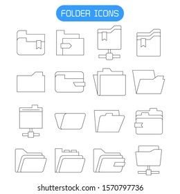 folder and archive icons set thin line vector
