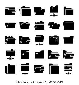 folder and archive icons set vector