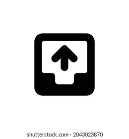 Folder and up arrow icon isolated on white background