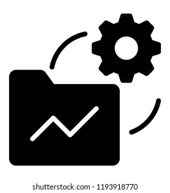 A folder with the arrows around gear depicting folder configuration concept 