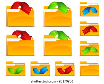 Folder with arrows, isolated on white background vector illustration