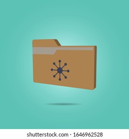 Folder with atom isometric icon. Simple color vector of science icons for ui and ux, website or mobile application