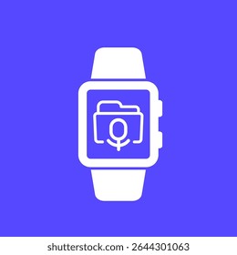 folder with audio records icon with a smart watch