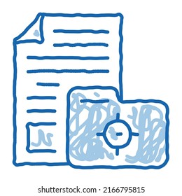 folder with audit information sketch icon vector. Hand drawn blue doodle line art folder with audit information sign. isolated symbol illustration