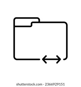 Folder with back and forth arrow symbol icon vector. Enlarge folder, share icon. Folder line icon vector illustration for graphic design, UI, or digital web.