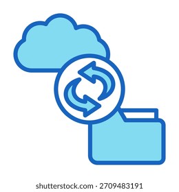 Icono de copia de seguridad de carpetas Ilustración vectorial de estilo de color azul