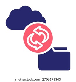 Icono de copia de seguridad de carpetas Color Relleno Estilo Ilustración vectorial