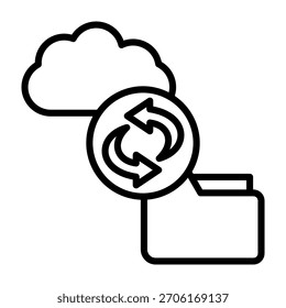 Ilustración vectorial de estilo de línea de icono de copia de seguridad de carpeta