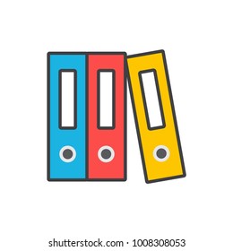 Folder, binder flat line colored icon.