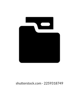 Folder black glyph ui icon. Stationery essential. Organize documents. User interface design. Silhouette symbol on white space. Solid pictogram for web, mobile. Isolated vector illustration