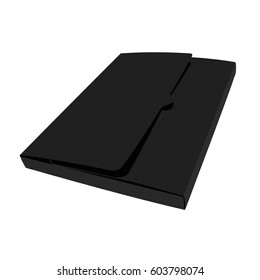 Folder black realistic vector illustration isolated