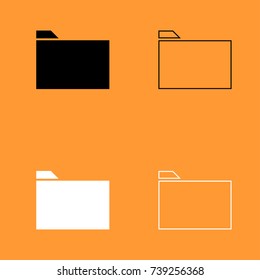 Folder black and white set icon .