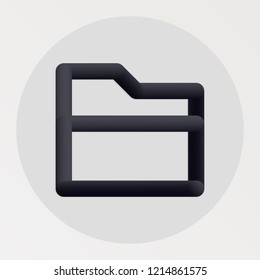 Folder blended bold black line icon. Vector illustration of folder shape fluid pictogram in a circle over white background for your graphic and web design