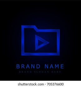 Folder blue chromium metallic logo