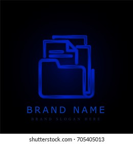 Folder blue chromium metallic logo