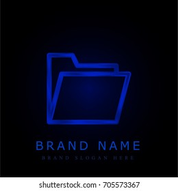 Folder blue chromium metallic logo