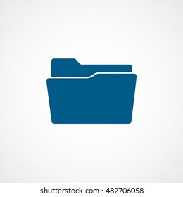 Folder Blue Flat Icon On White Background