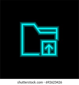 Folder blue glowing neon ui ux icon. Glowing sign logo vector