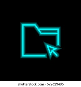 Folder blue glowing neon ui ux icon. Glowing sign logo vector