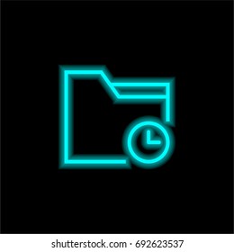 Folder blue glowing neon ui ux icon. Glowing sign logo vector