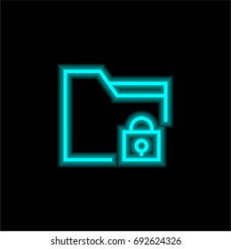 Folder blue glowing neon ui ux icon. Glowing sign logo vector
