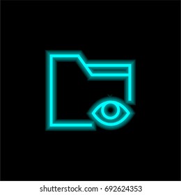 Folder blue glowing neon ui ux icon. Glowing sign logo vector
