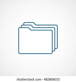 Folder Blue Line Icon On White Background