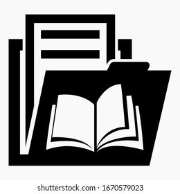 Folder and book icon. Library. Archive and accounting books. Vector icon.