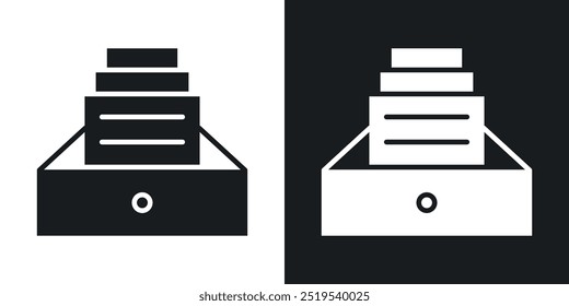 Folder box icon icons in black and white filled style