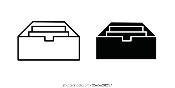 Folder box icons in black and white colors