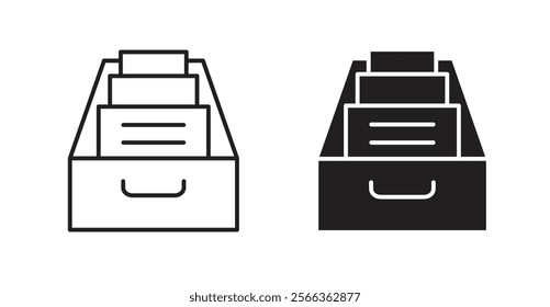 Folder box icons in line stroke and flat versions