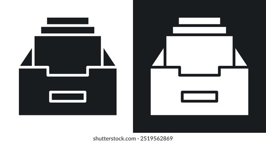 Folder boxline vector icon set in solid and outline style.