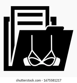 Folder and bra icon. Underwear. Store documentation. Vector icon.